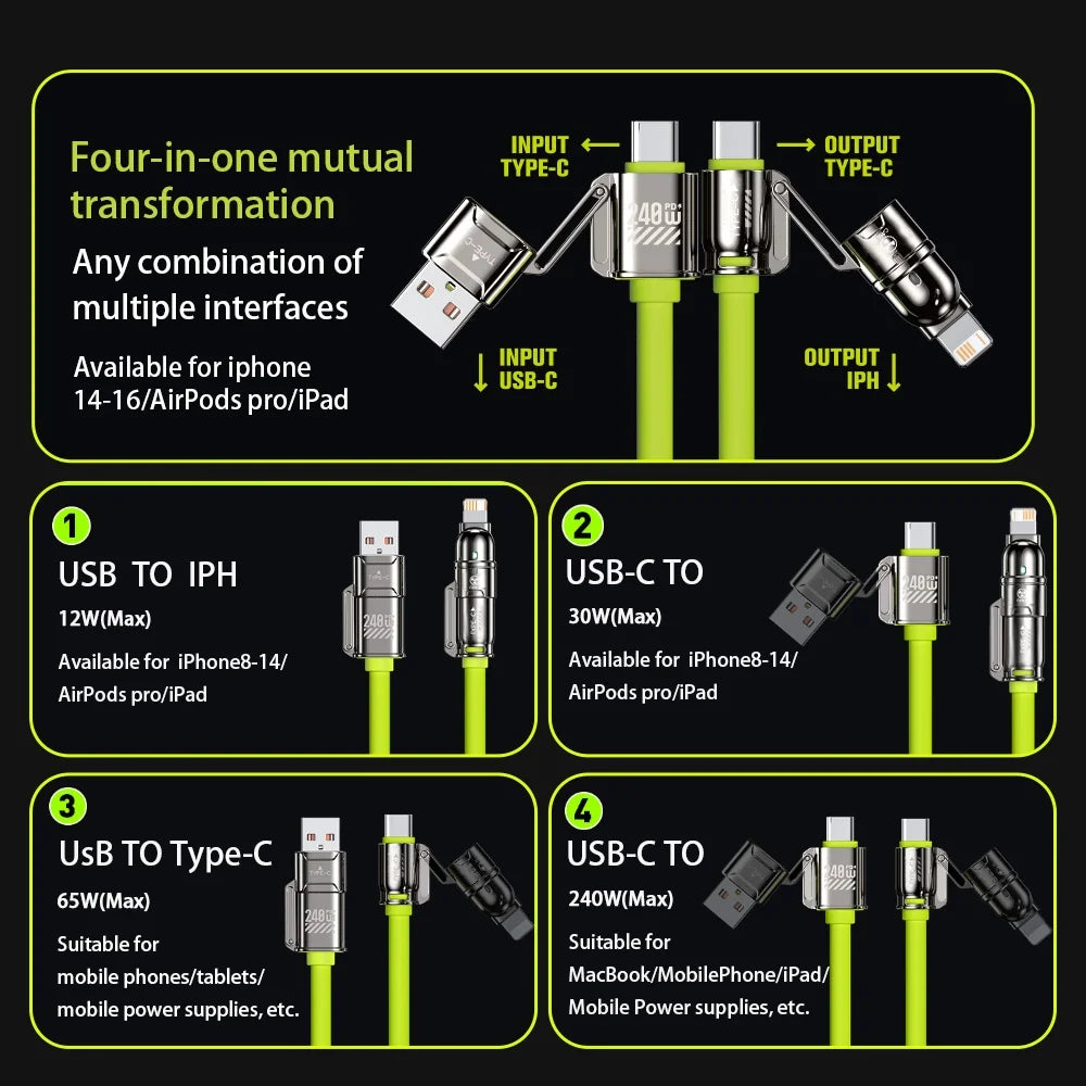 4-in-1 240W Fast Charging Cable